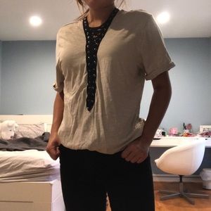 Black and Tan lace up shirt